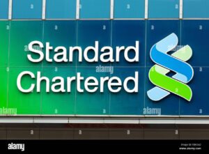 a standard chartered bank logo seen in hong kong RBK3AD