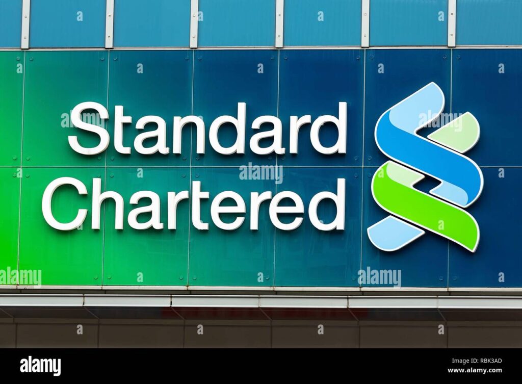 a standard chartered bank logo seen in hong kong RBK3AD